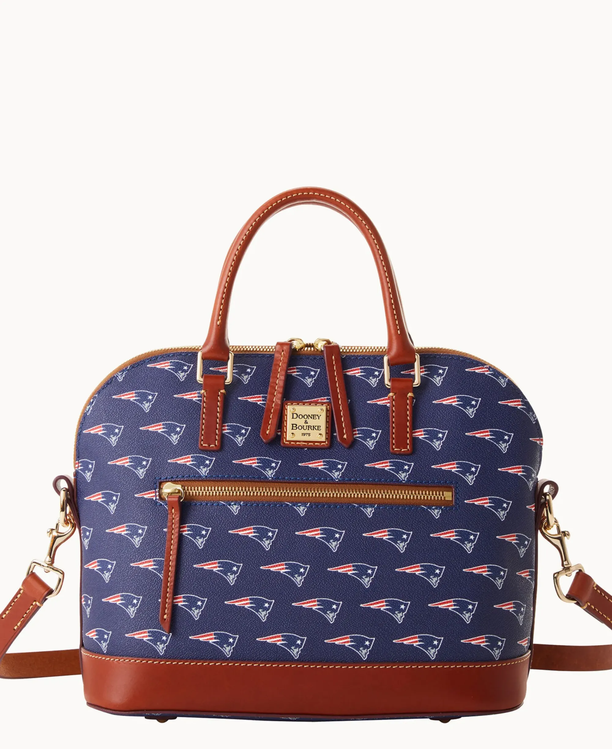 Dooney & Bourke Game Day Ready|Printed Fabric<NFL Domed Zip Satchel PATRIOTS