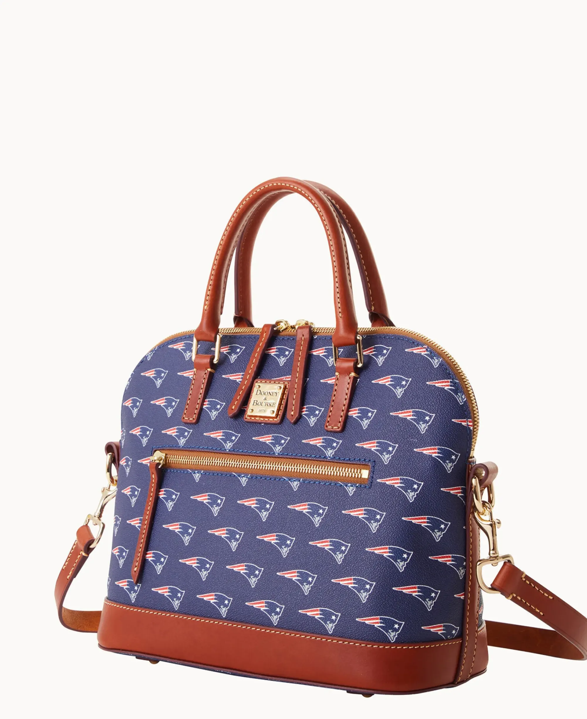 Dooney & Bourke Game Day Ready|Printed Fabric<NFL Domed Zip Satchel PATRIOTS