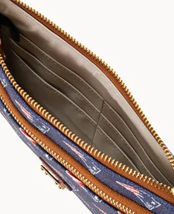 Dooney & Bourke Grab and Go|Wristlets<NFL Patriots Double Zip Wristlet New England Patriots