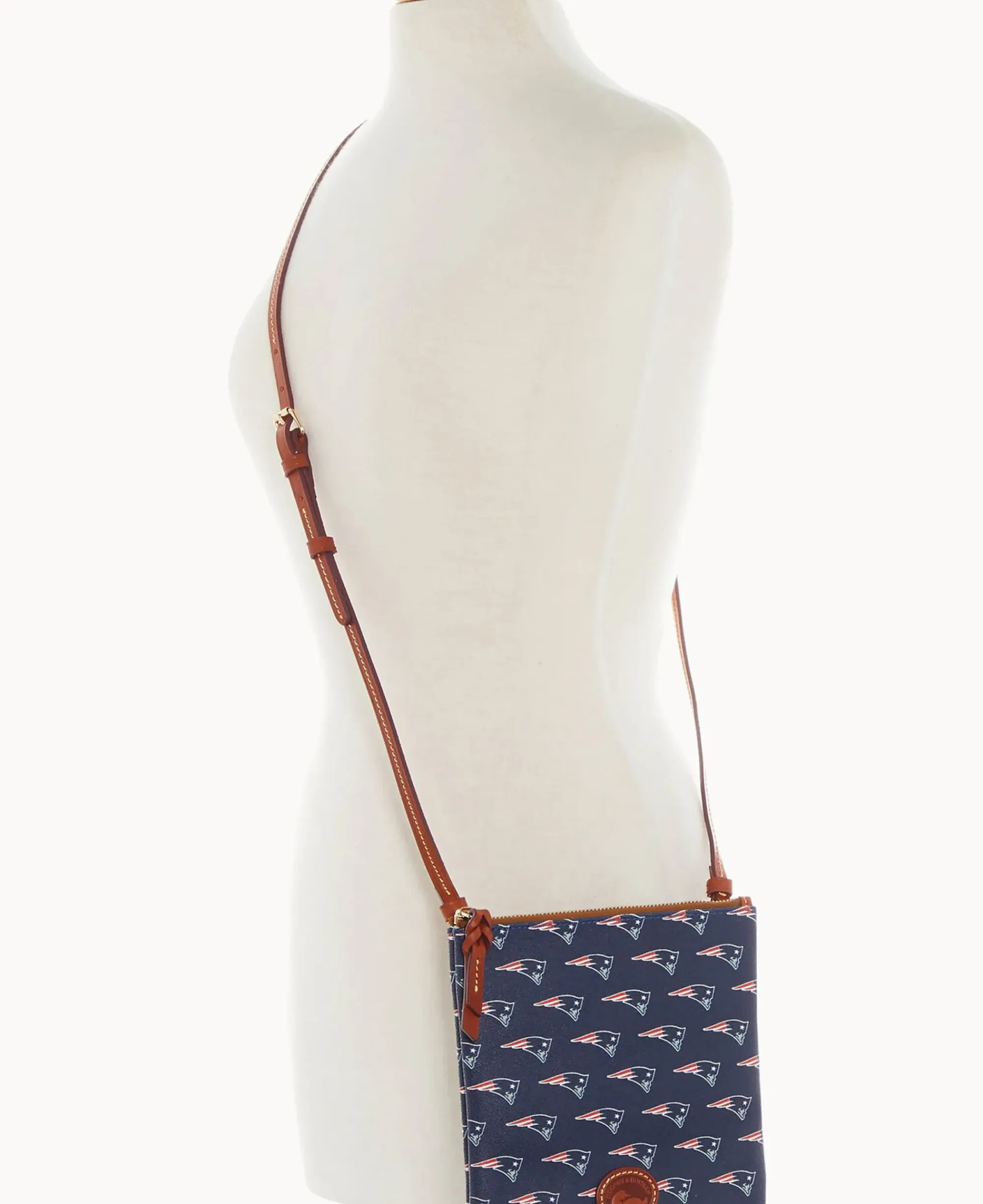 Dooney & Bourke Game Day Ready|Printed Fabric<NFL North South Top Zip Crossbody Patriots