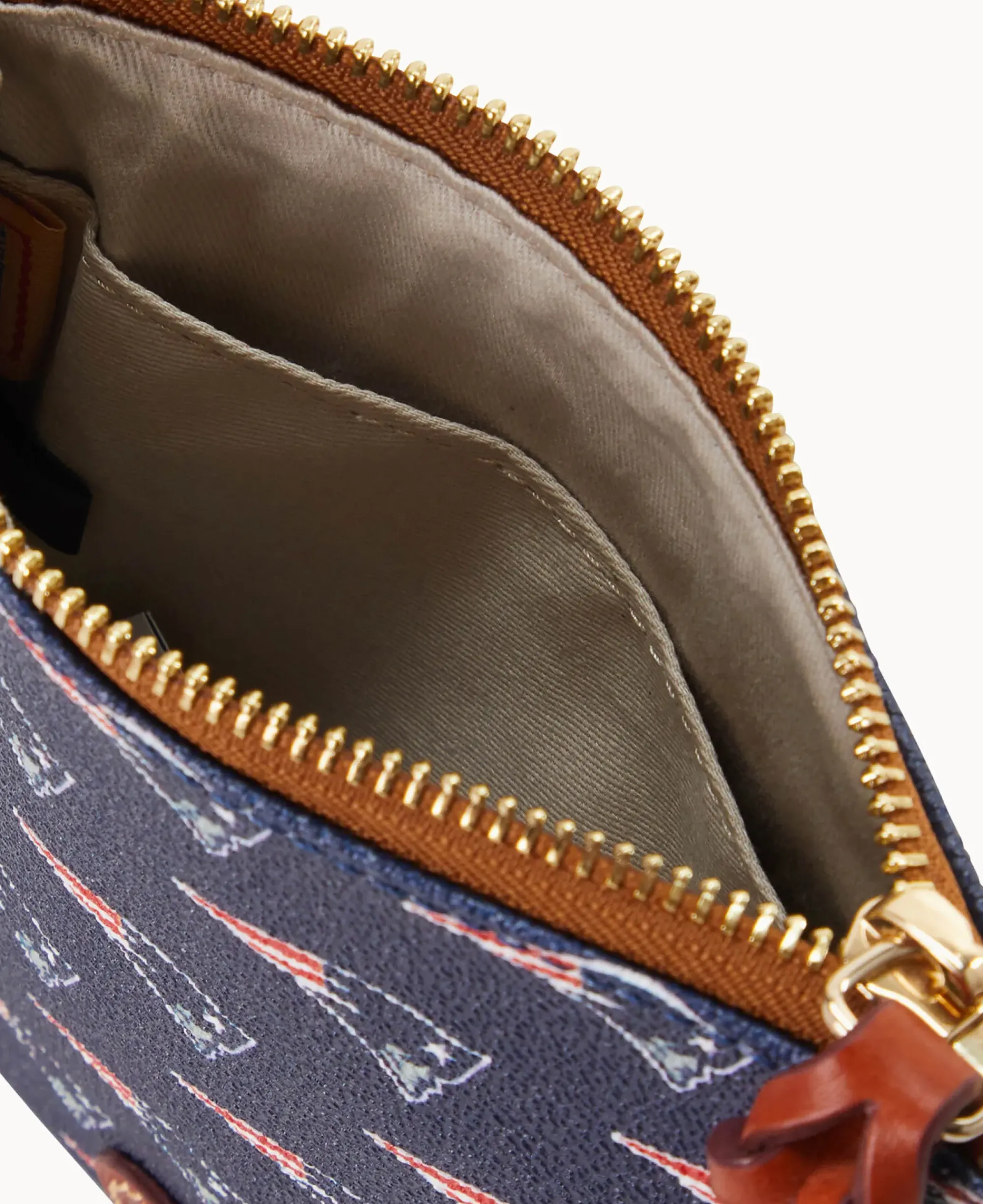 Dooney & Bourke Game Day Ready|Printed Fabric<NFL Small North South Top Zip Crossbody Patriots