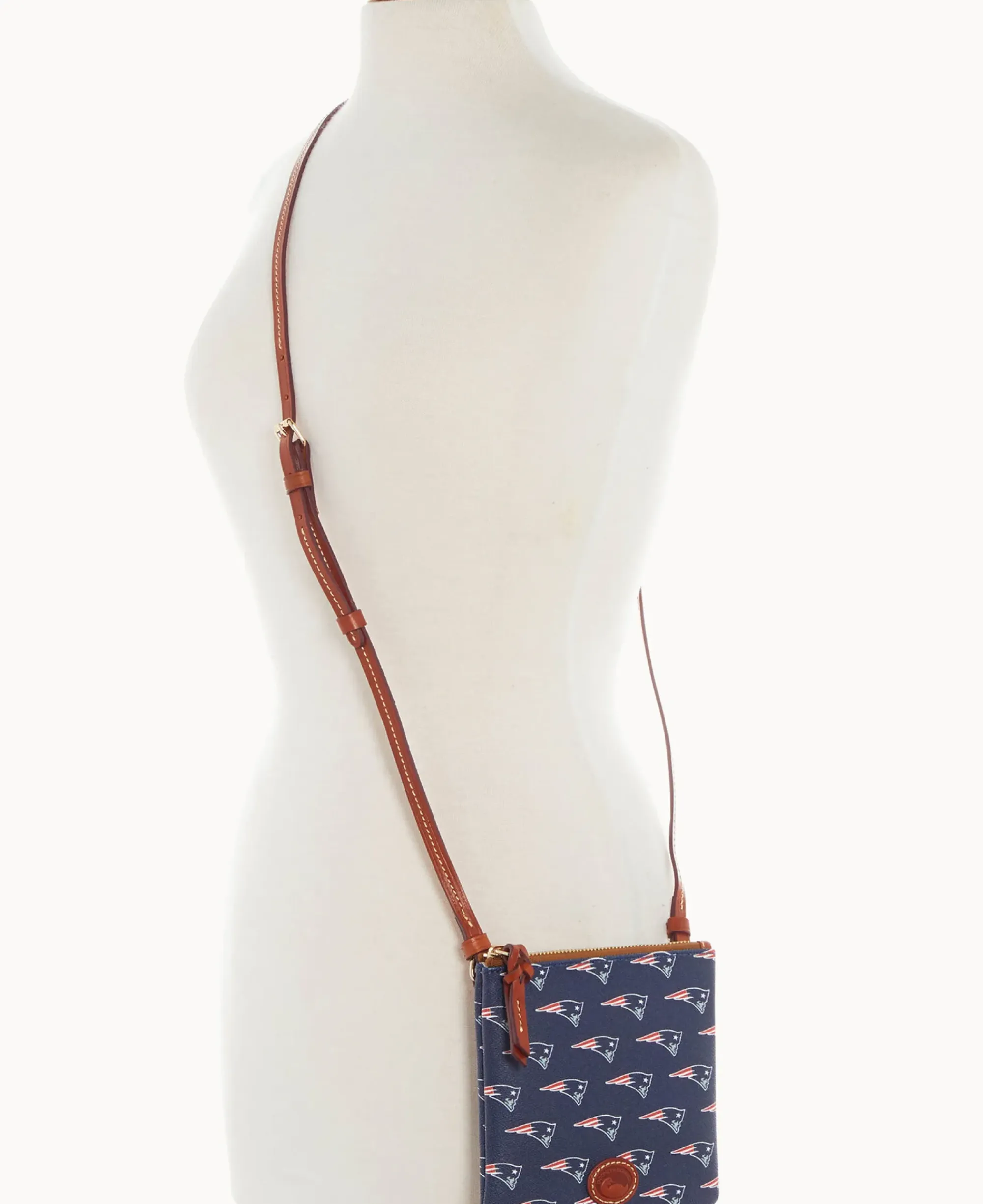Dooney & Bourke Game Day Ready|Printed Fabric<NFL Small North South Top Zip Crossbody Patriots
