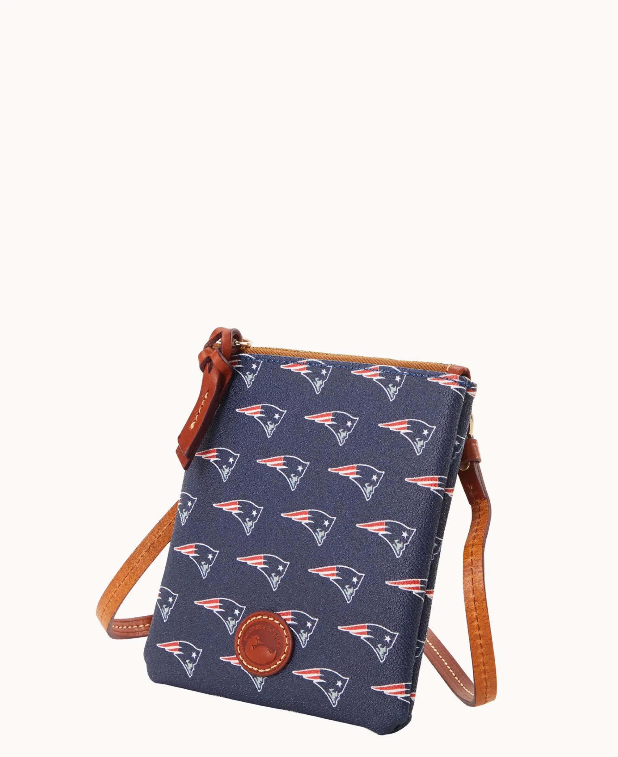 Dooney & Bourke Game Day Ready|Printed Fabric<NFL Small North South Top Zip Crossbody Patriots