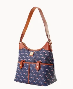 Dooney & Bourke Game Day Ready|Printed Fabric<NFL Zip Hobo PATRIOTS