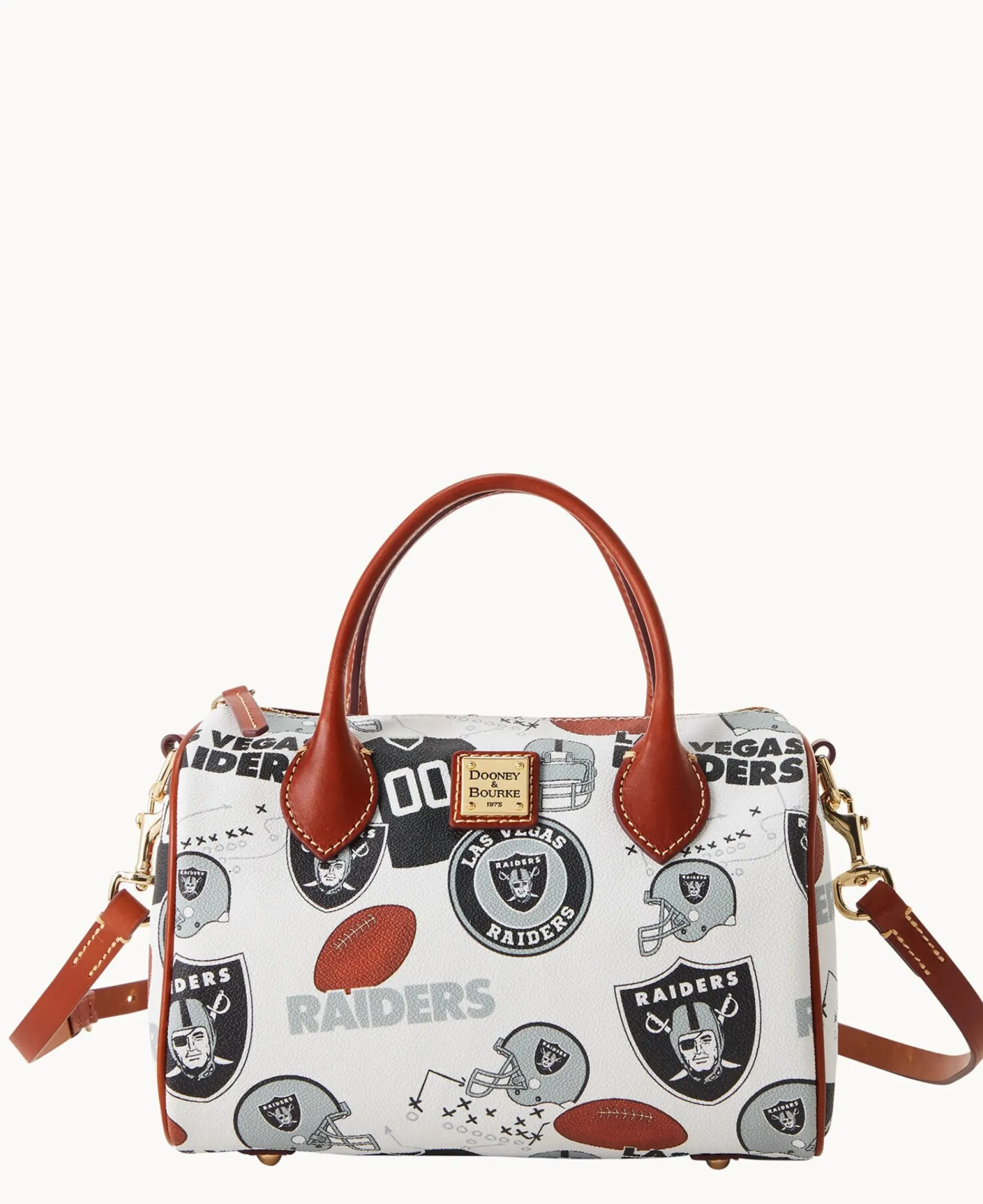 Dooney & Bourke Game Day Ready|Printed Fabric<NFL Barrel Satchel RAIDERS