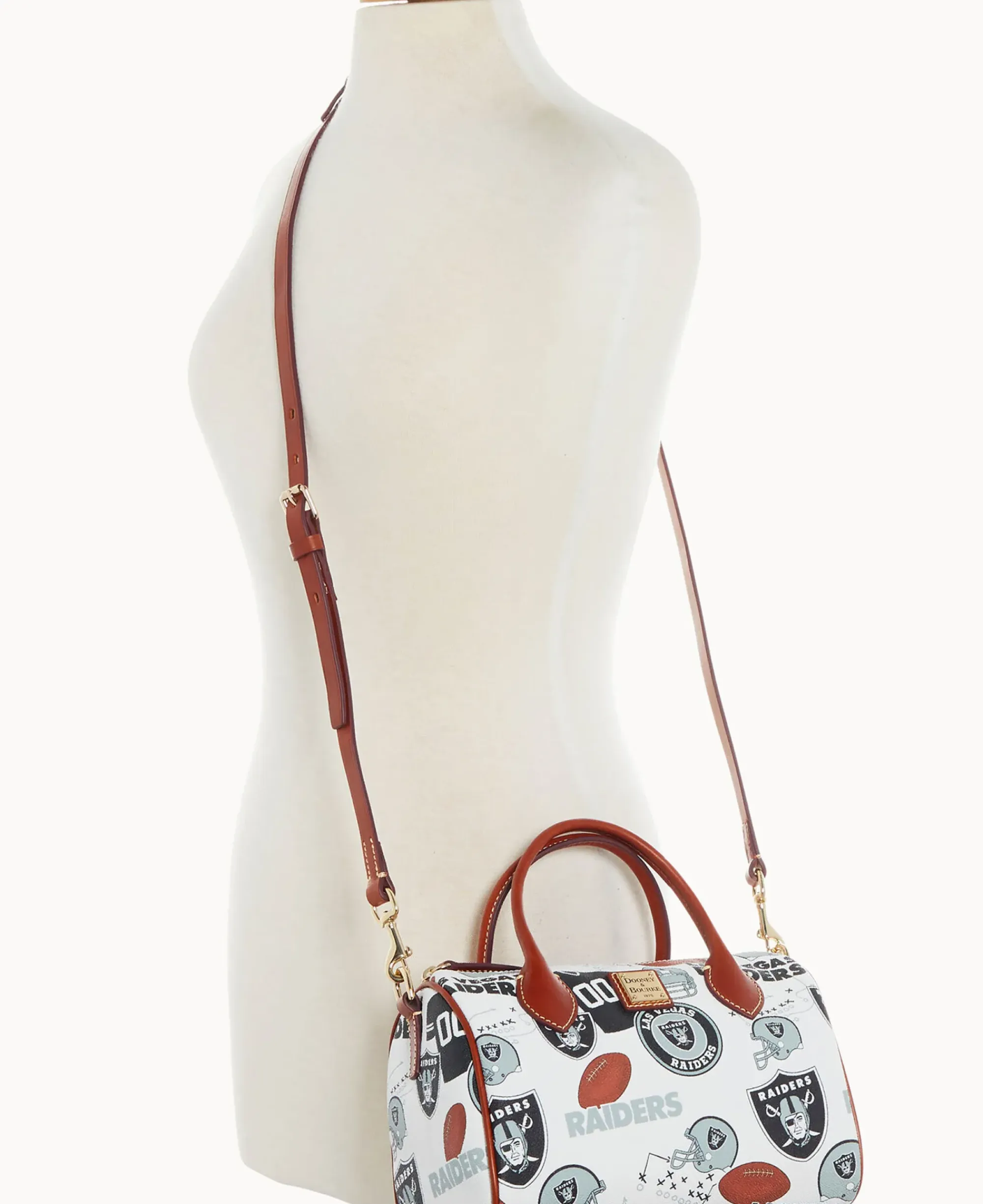 Dooney & Bourke Game Day Ready|Printed Fabric<NFL Barrel Satchel RAIDERS