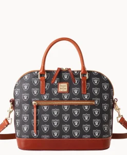 Dooney & Bourke Game Day Ready|Printed Fabric<NFL Domed Zip Satchel Raiders