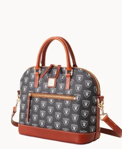 Dooney & Bourke Game Day Ready|Printed Fabric<NFL Domed Zip Satchel Raiders