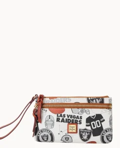 Dooney & Bourke Grab and Go|Wristlets<NFL Raiders Double Zip Wristlet Las Vegas Raiders