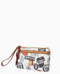 Dooney & Bourke Grab and Go|Wristlets<NFL Raiders Double Zip Wristlet Las Vegas Raiders