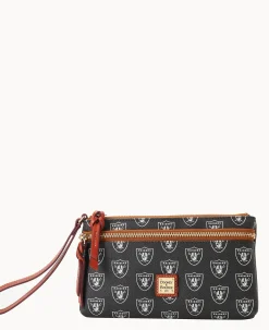 Dooney & Bourke Grab and Go|Wristlets<NFL Raiders Double Zip Wristlet Las Vegas Raiders
