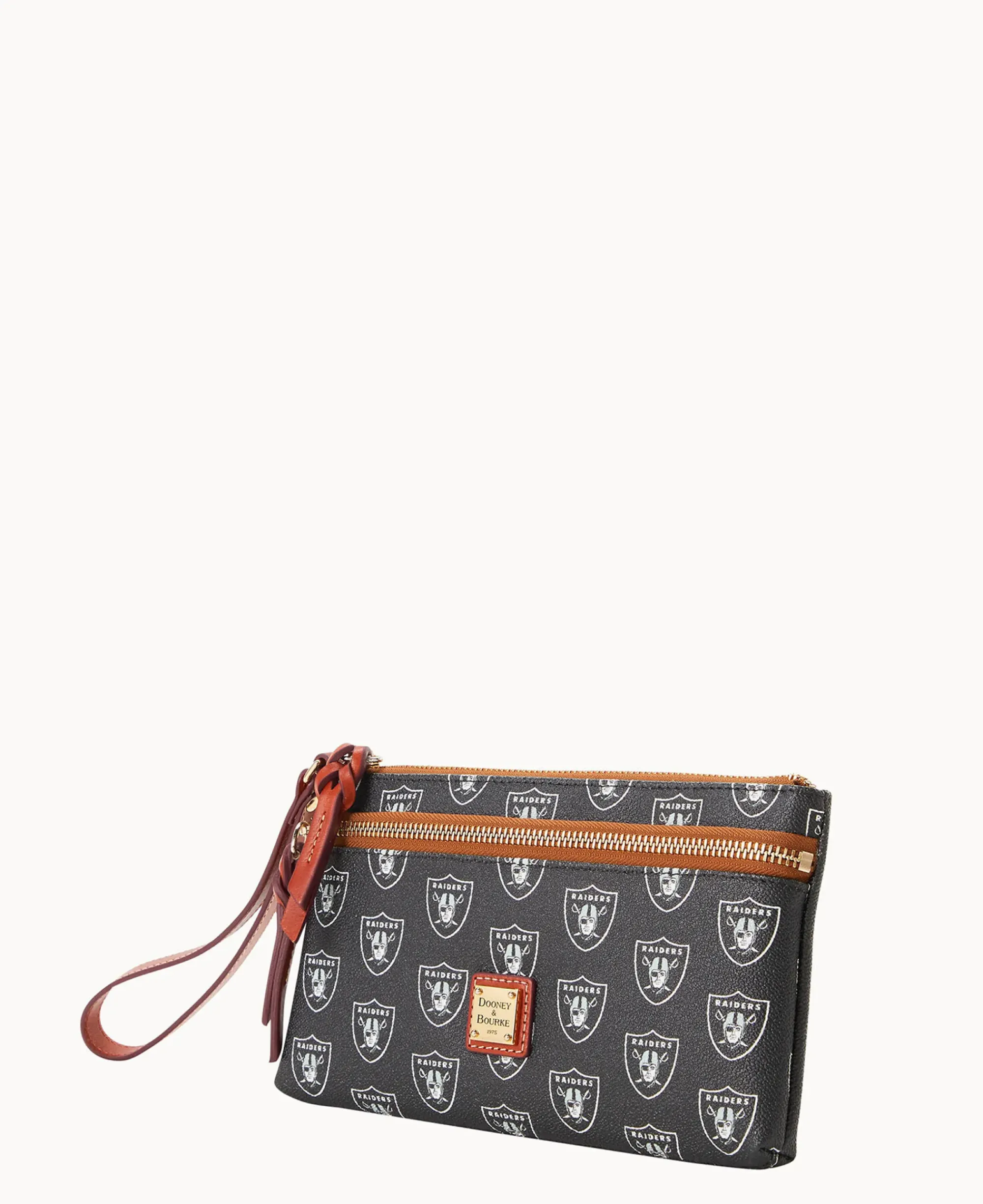 Dooney & Bourke Grab and Go|Wristlets<NFL Raiders Double Zip Wristlet Las Vegas Raiders