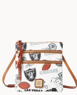 Dooney & Bourke Game Day Ready|Printed Fabric<NFL N S Triple Zip Crossbody RAIDERS