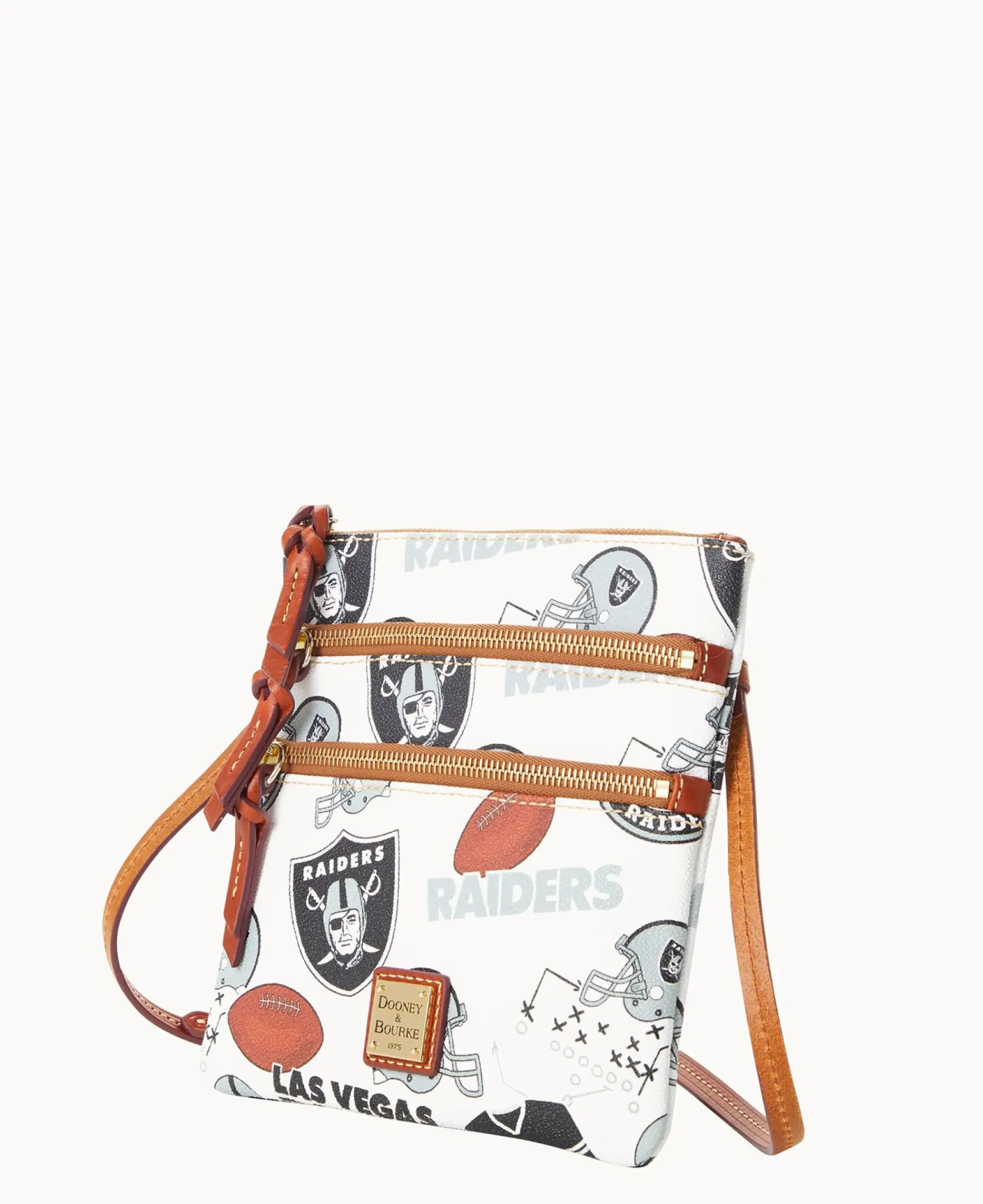 Dooney & Bourke Game Day Ready|Printed Fabric<NFL N S Triple Zip Crossbody RAIDERS