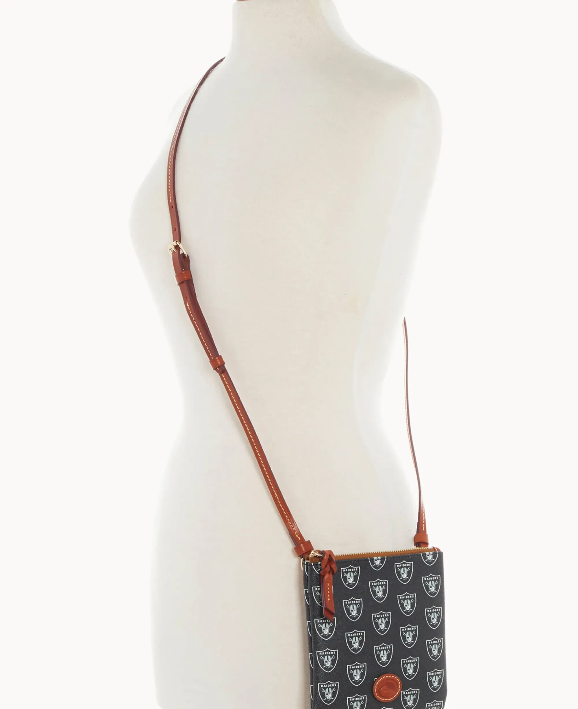 Dooney & Bourke Game Day Ready|Printed Fabric<NFL Small North South Top Zip Crossbody Raiders
