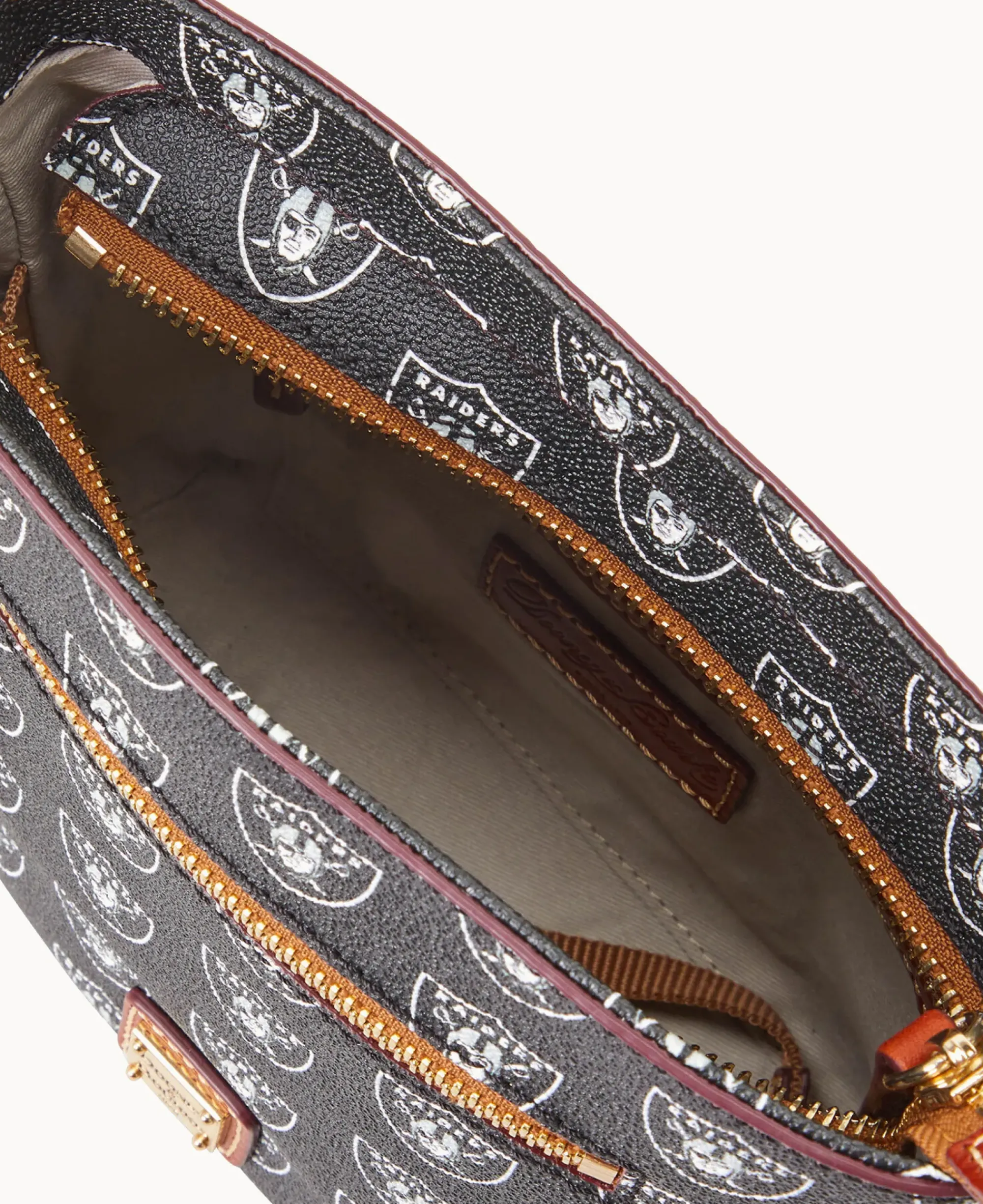 Dooney & Bourke Game Day Ready|Printed Fabric<NFL Small Zip Crossbody RAIDERS