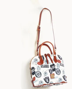 Dooney & Bourke Game Day Ready|Printed Fabric<NFL Zip Zip Satchel RAIDERS