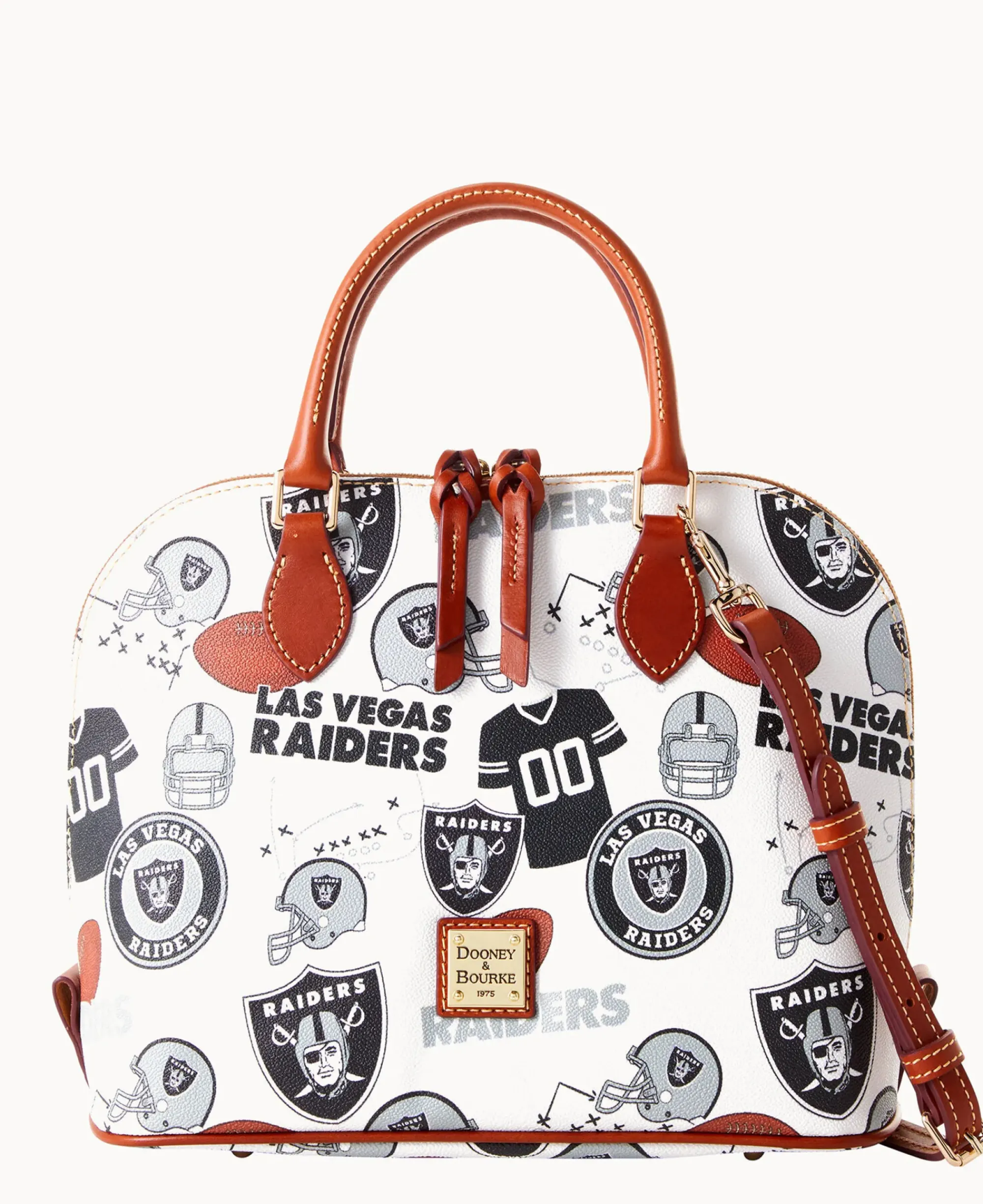 Dooney & Bourke Game Day Ready|Printed Fabric<NFL Zip Zip Satchel RAIDERS
