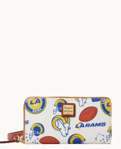 Dooney & Bourke Grab and Go|Wristlets<NFL Large Zip Around Wristlet RAMS