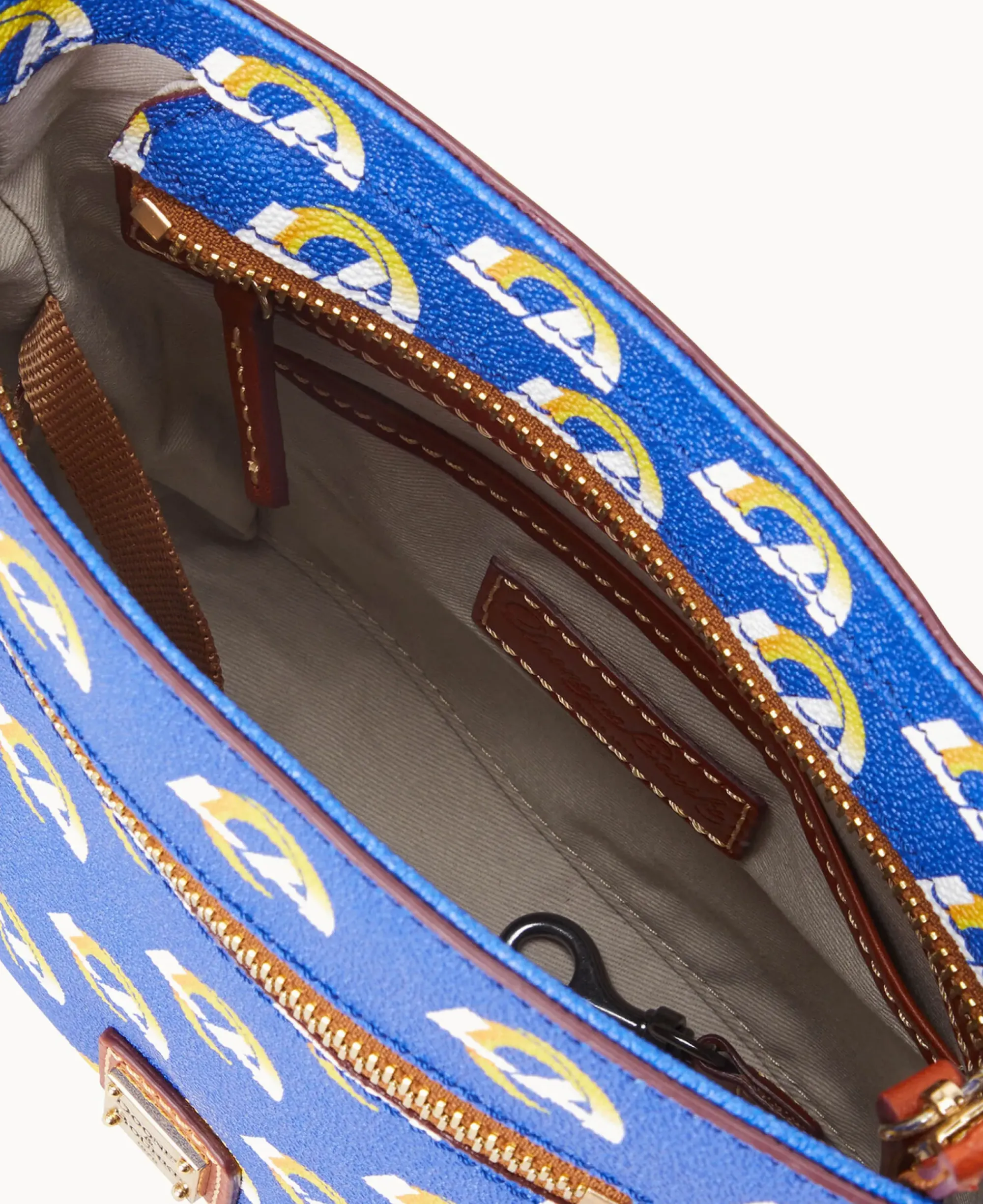 Dooney & Bourke Game Day Ready|Printed Fabric<NFL Small Zip Crossbody RAMS
