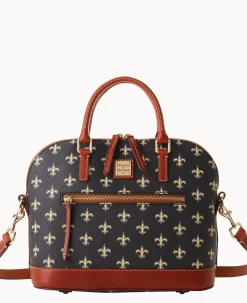 Dooney & Bourke Game Day Ready|Printed Fabric<NFL Domed Zip Satchel SAINTS