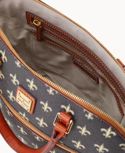Dooney & Bourke Game Day Ready|Printed Fabric<NFL Domed Zip Satchel SAINTS