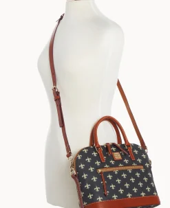 Dooney & Bourke Game Day Ready|Printed Fabric<NFL Domed Zip Satchel SAINTS