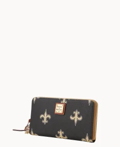 Dooney & Bourke Grab and Go|Wristlets<NFL Large Zip Around Wristlet Saints