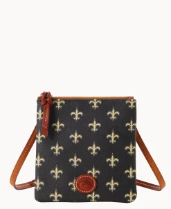 Dooney & Bourke Game Day Ready|Printed Fabric<NFL Small North South Top Zip Crossbody Saints