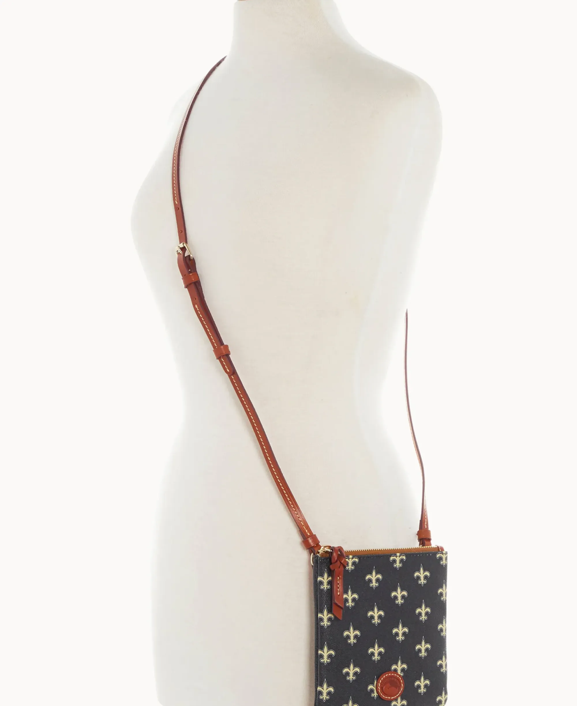 Dooney & Bourke Game Day Ready|Printed Fabric<NFL Small North South Top Zip Crossbody Saints