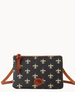 Dooney & Bourke Game Day Ready|Printed Fabric<NFL Top Zip Crossbody Saints