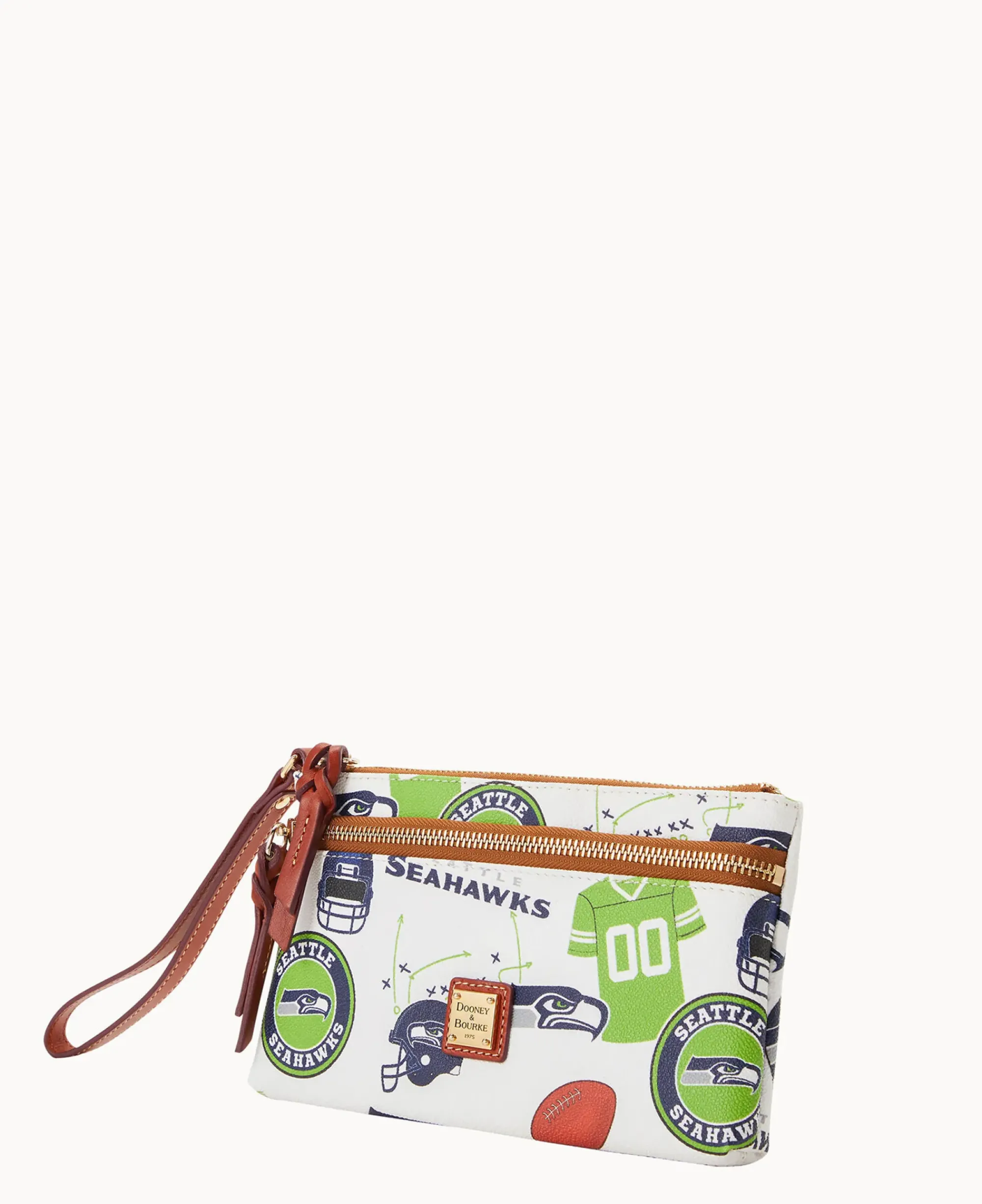 Dooney & Bourke Grab and Go|Wristlets<NFL Seahawks Double Zip Wristlet Seattle Seahawks