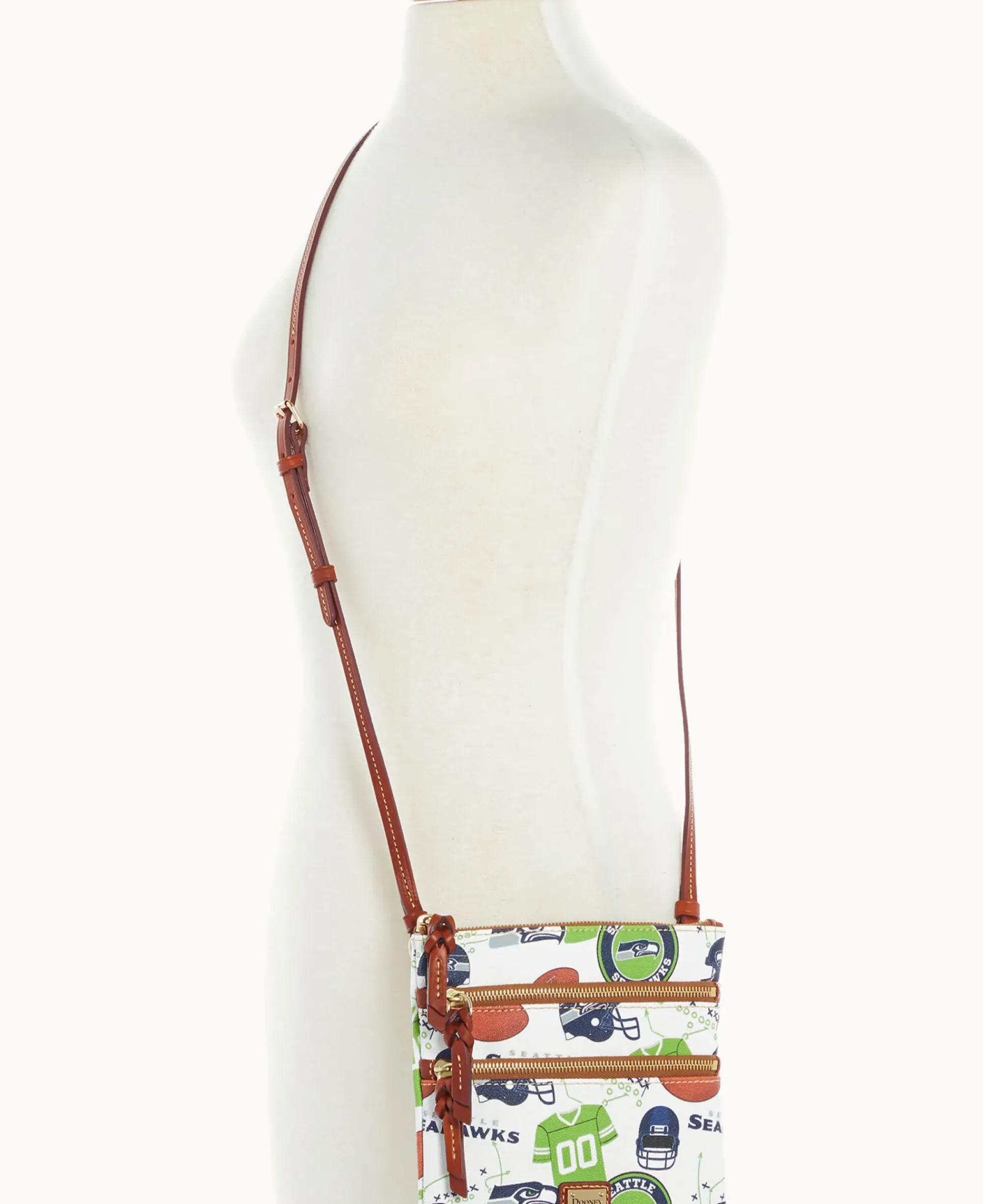 Dooney & Bourke Game Day Ready|Printed Fabric<NFL N S Triple Zip Crossbody SEAHAWKS