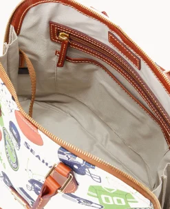 Dooney & Bourke Game Day Ready|Printed Fabric<NFL Zip Zip Satchel SEAHAWKS