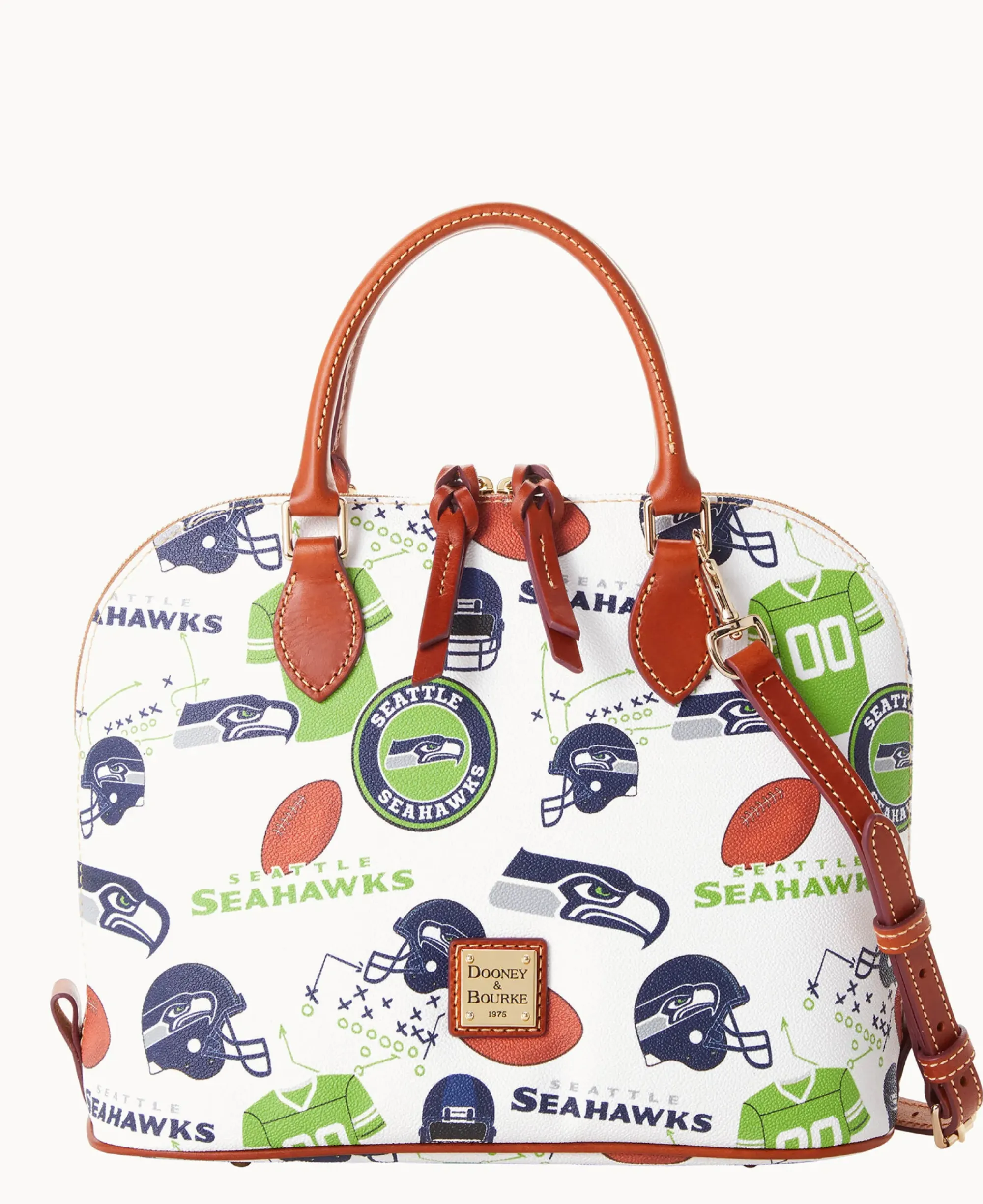 Dooney & Bourke Game Day Ready|Printed Fabric<NFL Zip Zip Satchel SEAHAWKS