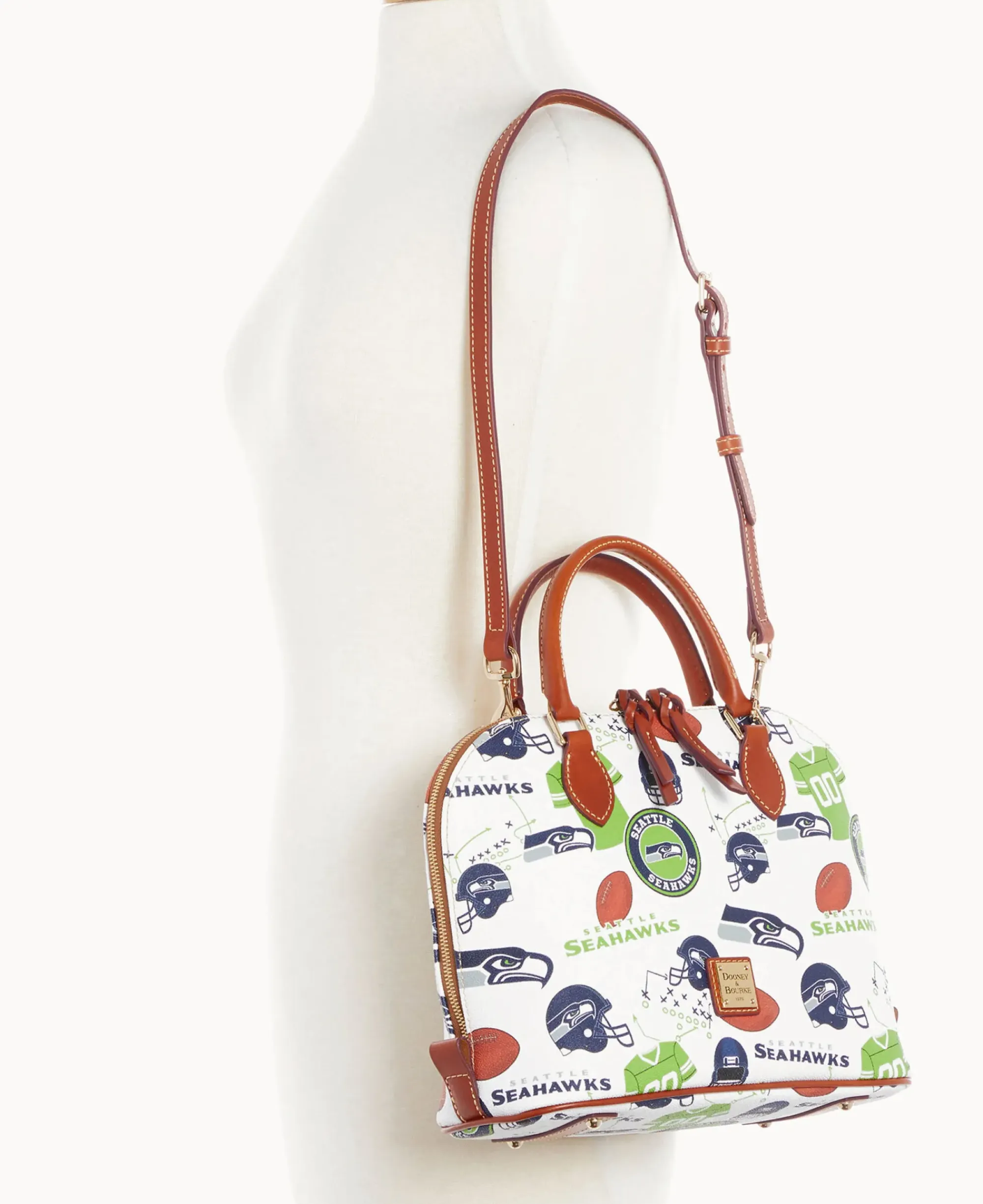 Dooney & Bourke Game Day Ready|Printed Fabric<NFL Zip Zip Satchel SEAHAWKS