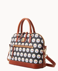 Dooney & Bourke Game Day Ready|Printed Fabric<NFL Domed Zip Satchel Steelers