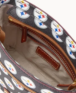 Dooney & Bourke Game Day Ready|Printed Fabric<NFL Small Zip Crossbody STEELERS