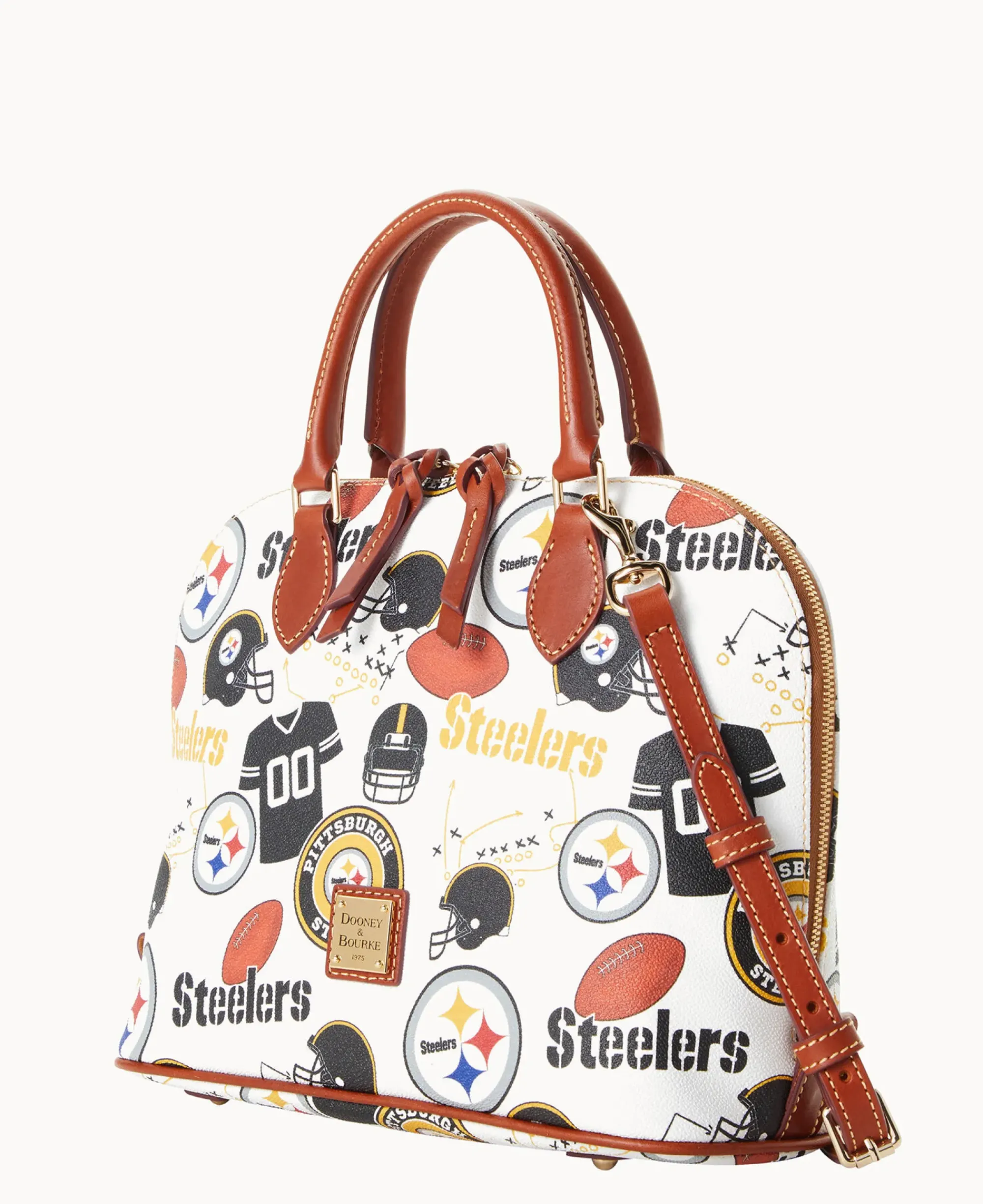 Dooney & Bourke Game Day Ready|Printed Fabric<NFL Zip Zip Satchel STEELERS