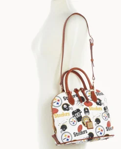 Dooney & Bourke Game Day Ready|Printed Fabric<NFL Zip Zip Satchel STEELERS