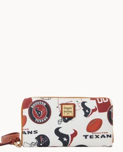 Dooney & Bourke Grab and Go|Wristlets<NFL Large Zip Around Wristlet TEXANS