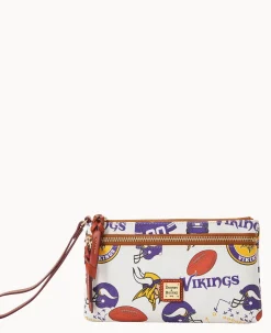 Dooney & Bourke Grab and Go|Wristlets<NFL Vikings Double Zip Wristlet Minnesota Vikings