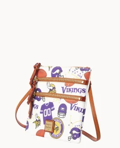Dooney & Bourke Game Day Ready|Printed Fabric<NFL N S Triple Zip Crossbody VIKINGS
