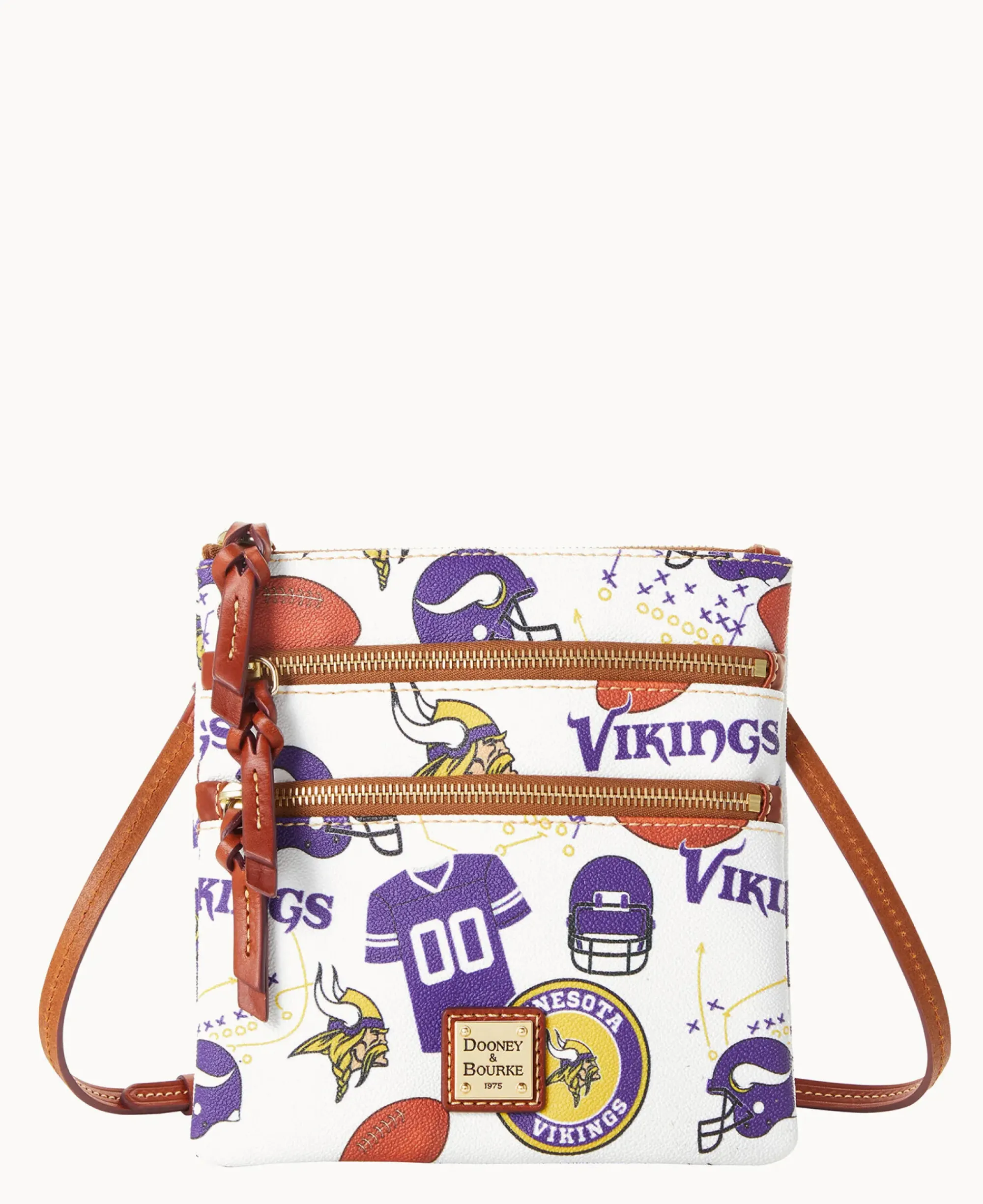 Dooney & Bourke Game Day Ready|Printed Fabric<NFL N S Triple Zip Crossbody VIKINGS
