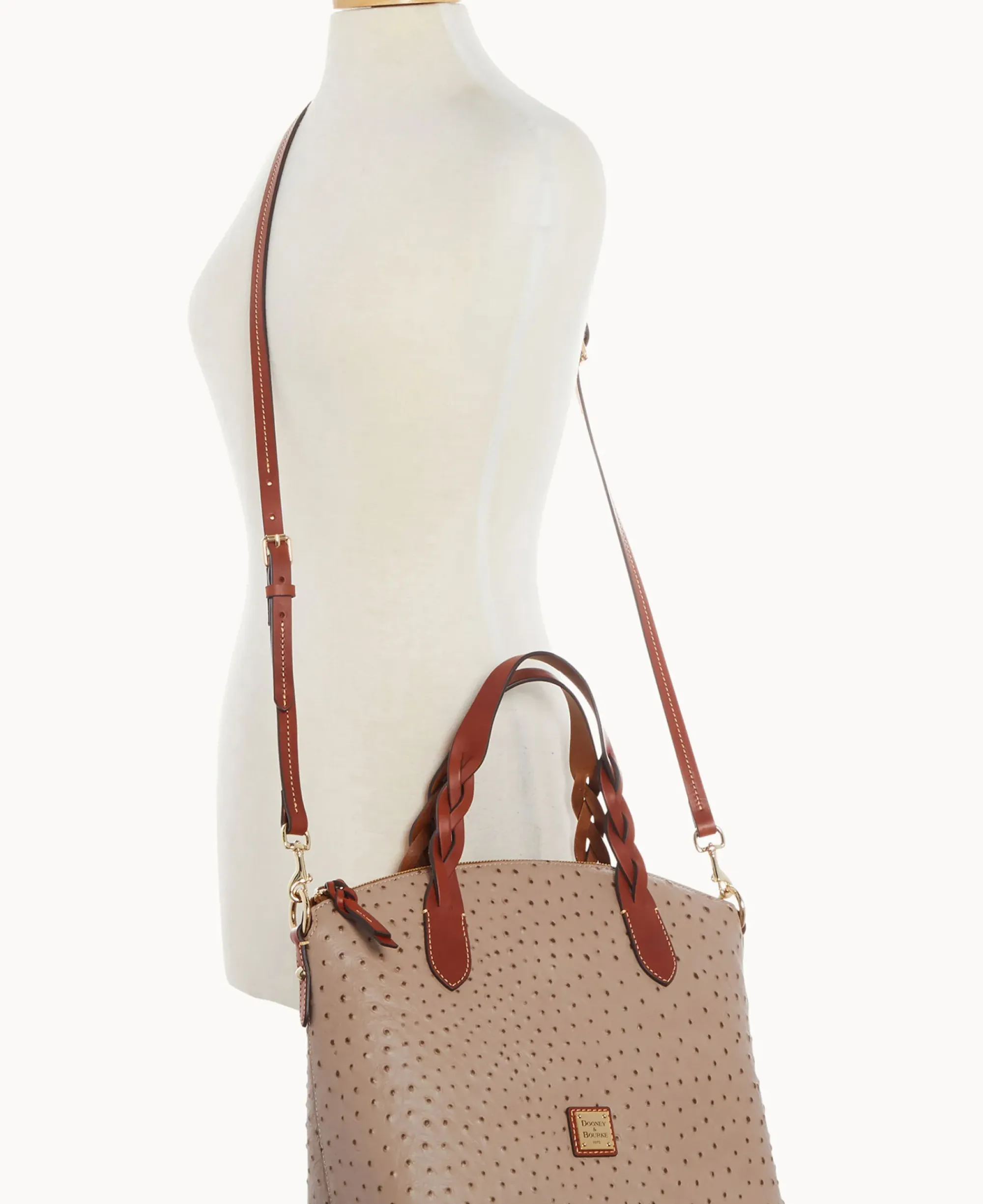 Dooney & Bourke Ready For the Getaway|Exotic Leather<Ostrich Celeste Satchel Light Taupe