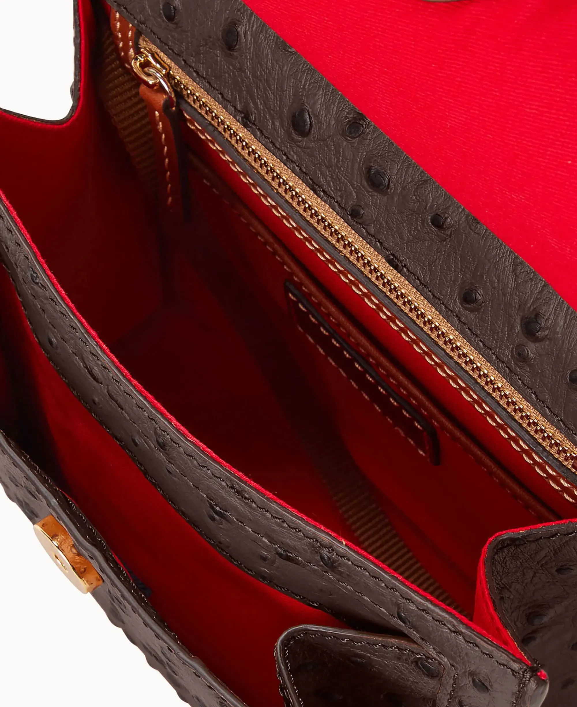 Dooney & Bourke Exotic Leather|Mini Bags<Ostrich Crossbody Brown Tmoro