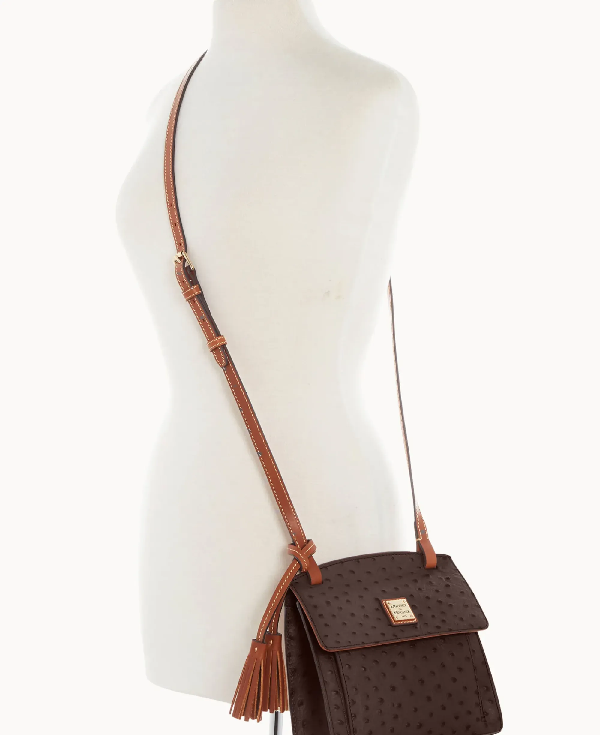 Dooney & Bourke Exotic Leather|Mini Bags<Ostrich Crossbody Brown Tmoro