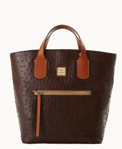 Dooney & Bourke Exotic Leather|Shoulder Bags<Ostrich Darla Shopper Brown Tmoro