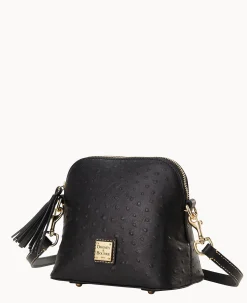 Dooney & Bourke Exotic Leather|Mini Bags<Ostrich Domed Crossbody Black