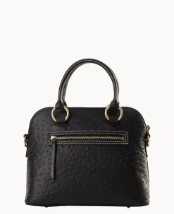 Dooney & Bourke Exotic Leather|Shoulder Bags<Ostrich Domed Satchel Black